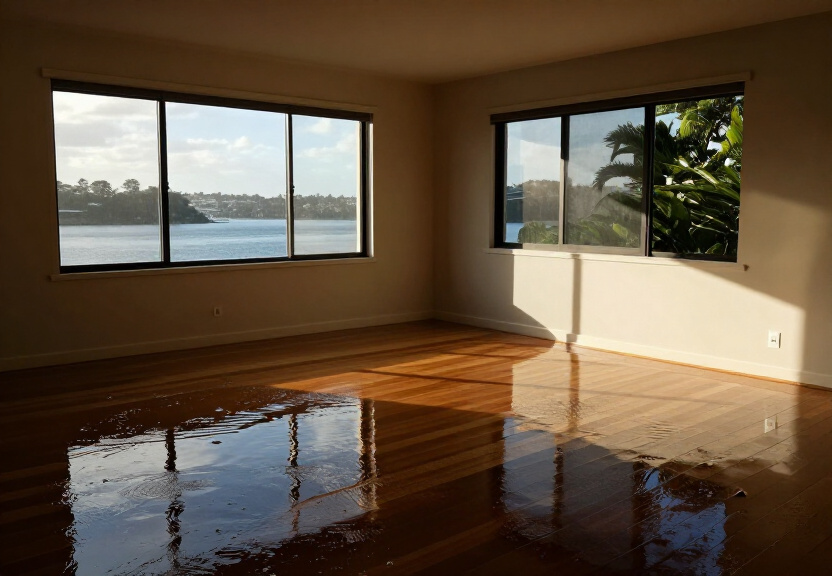 Water-damaged wall in a Jannali home before drying