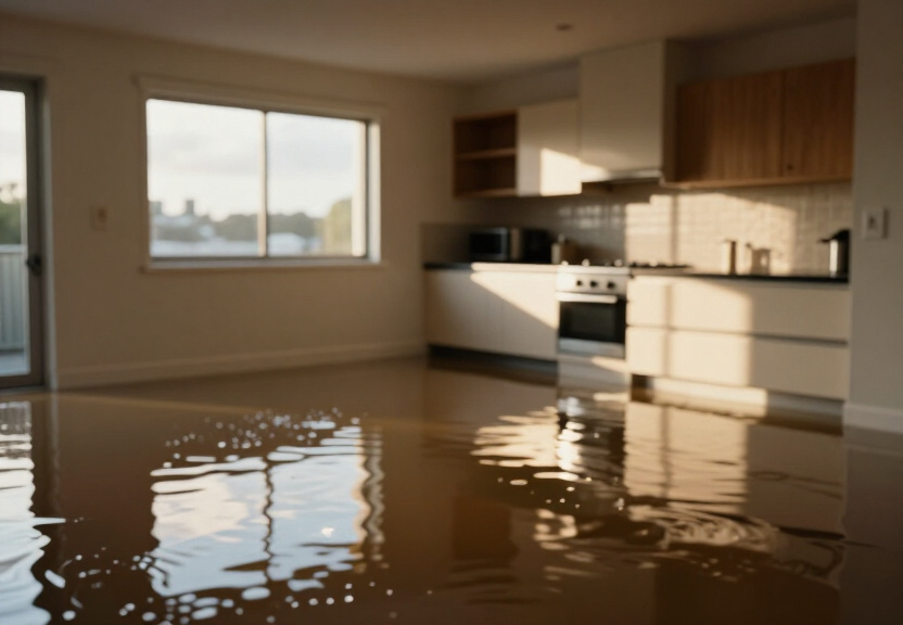 Waterlogged basement in Jannali before drying